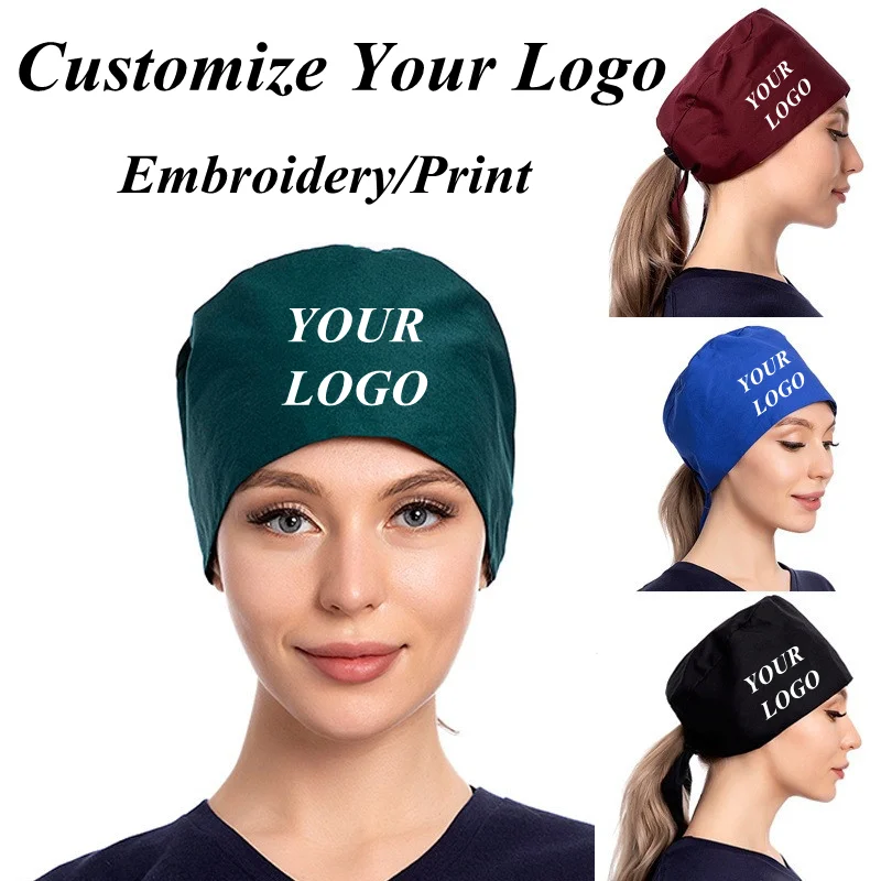 Gorro de algodón con logotipo personalizado para hombre y mujer, gorro de trabajo  para el cuidado de mascotas, ajustable, lavable, a prueba de polvo, banda  para el sudor, Unisex - AliExpress