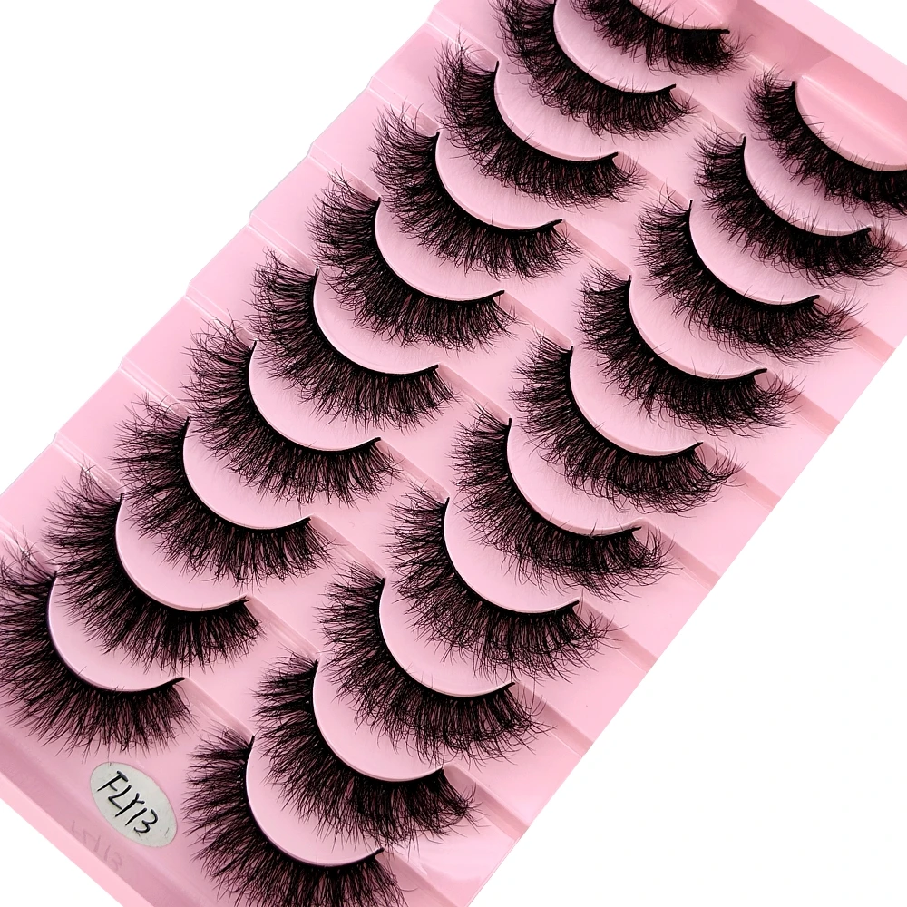 10 Paar künstliche Nerz-Wimpern, handgefertigt, falsche Wimpern, natürliches Nude-Make-up, Simulation, Kreuz, unordentliches Auge, 3D-Lockenwimpern – Detail 9