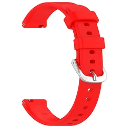 Silicone Watch Band with Silver Buckle - High Quality 14MM Wristband (Red)