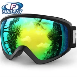 Findway Kids Ski Goggles Skiing Goggles for Boys Girls Junior Children-Age 8-14 OTG Over Glasses Anti Fog 100% UV Protection