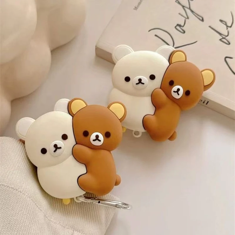 Cute 3D Rilakkuma Bear Silicone Earphone Case with Pendant