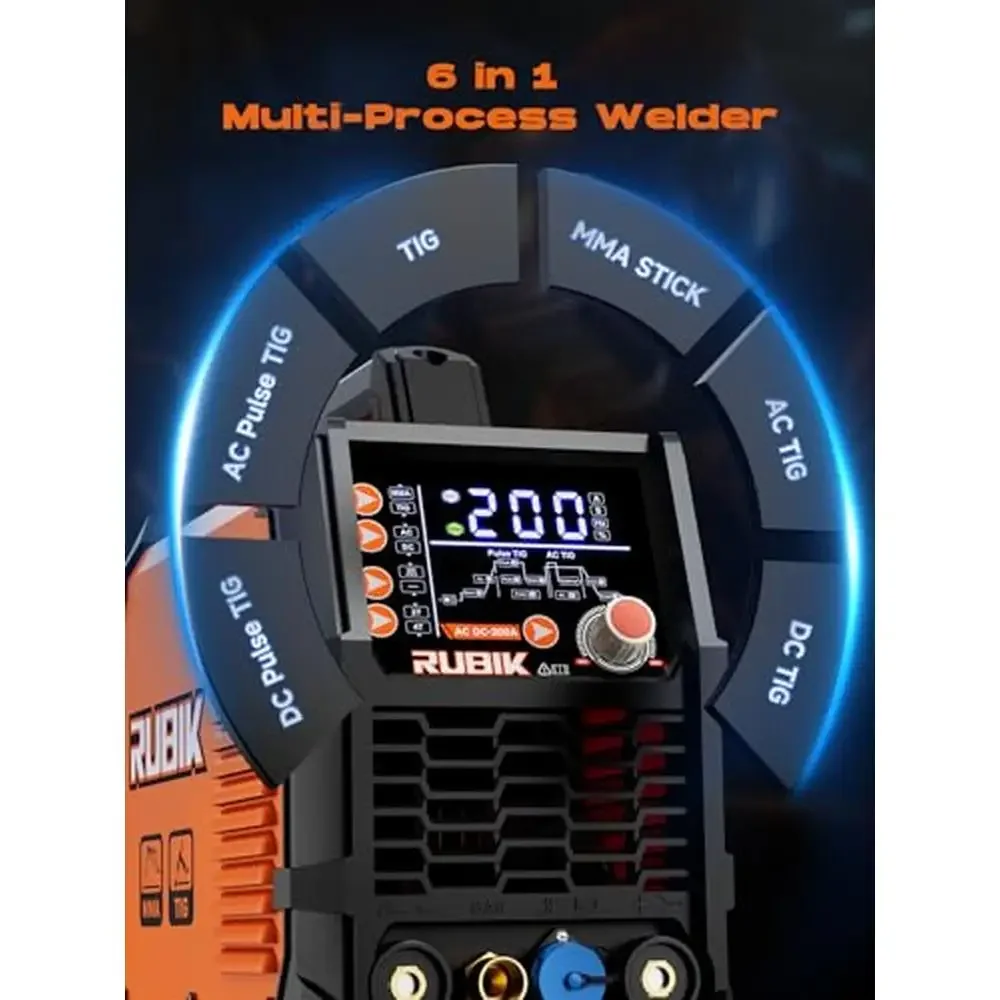 ACDC 200A TIG Welder 6in1 Aluminum Welding Machine MMA Stainless Steel Pulse Inverter 110V/220V 5