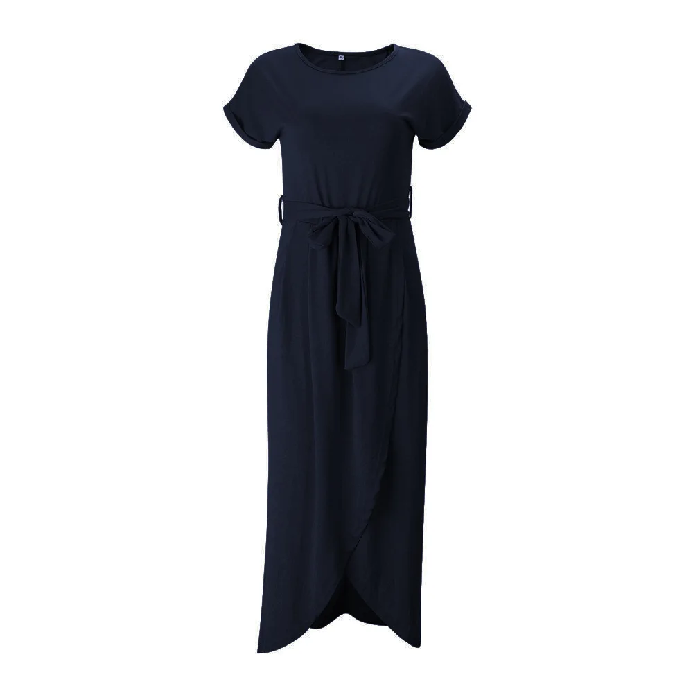 Women Summer Asymmetric Ruffle Short Sleeve Dress