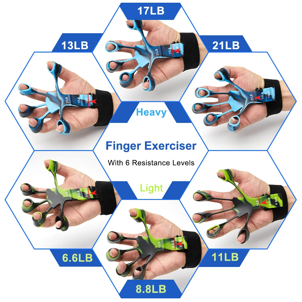 Finger Gripper finger trainer Finger Exerciser Guitar Exerciser 6 Resistant Levels Recovery Physical Tools Hand Strengthener Patient