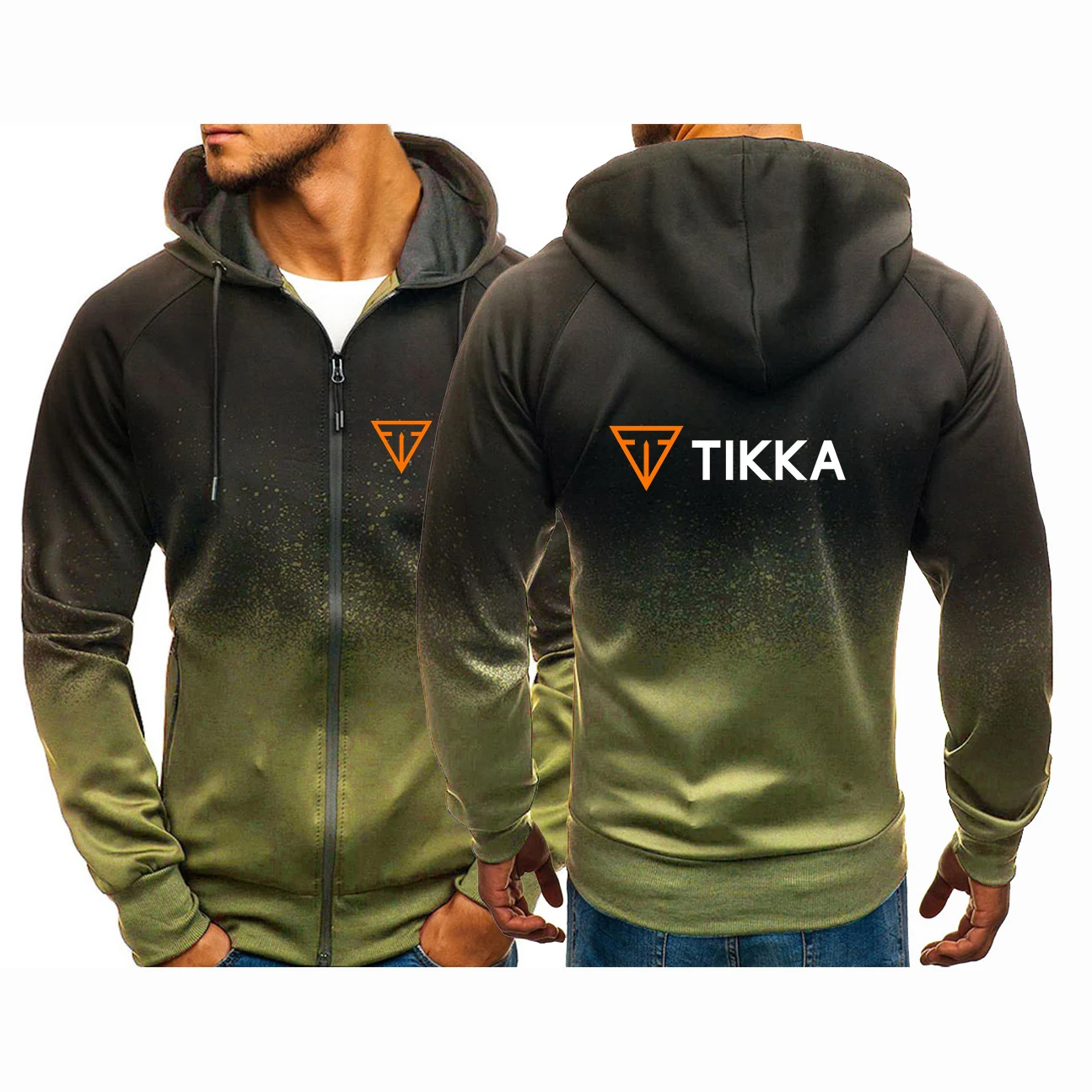 Men's Long Sleeves Zipper Hoodie Casual Gradient Color Sweatshirt