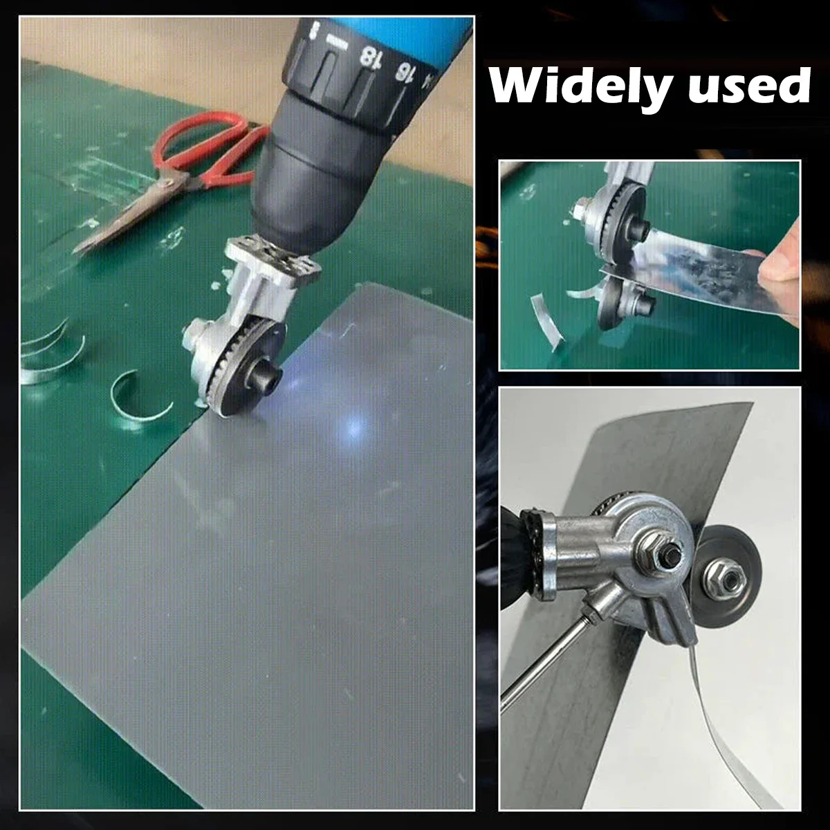 Electric Drill Plate Cutter Attachment Double Headed Iron Metal Sheet Cutter Plate Punch Scissors Free Cutting  Mental Tools 5