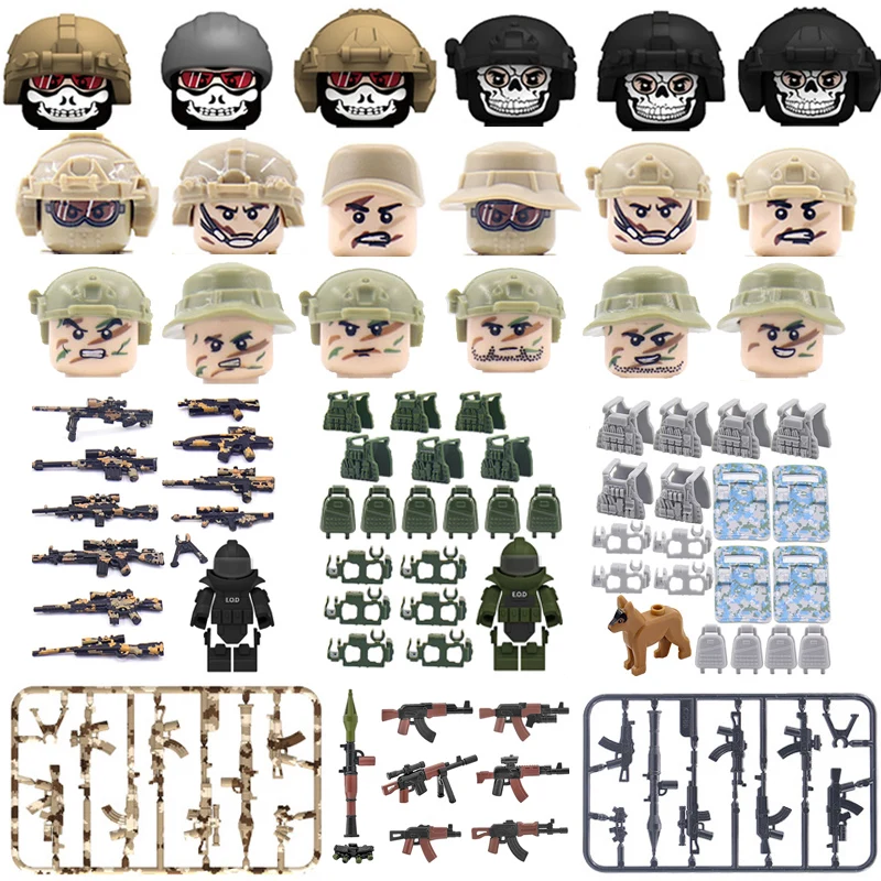 Modern Camouflage Special Forces Building Blocks Army Soldier Figures Ghost Commando Military Weapon Vest Bricks Kids Toys Gift