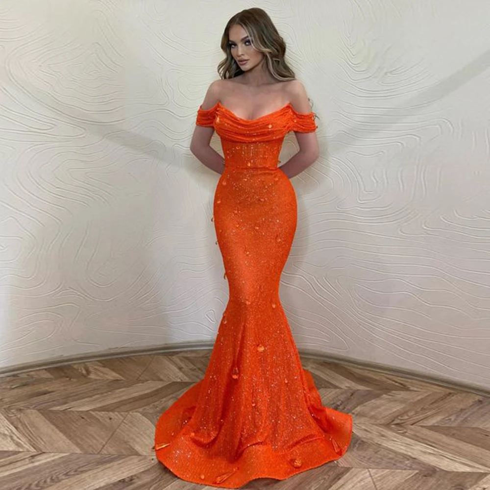 

2023 Women Prom Dress Off Shoulder Sparkly Sequin Sexy Evening Party Maxi Luxury Mermaid Ladies es Long