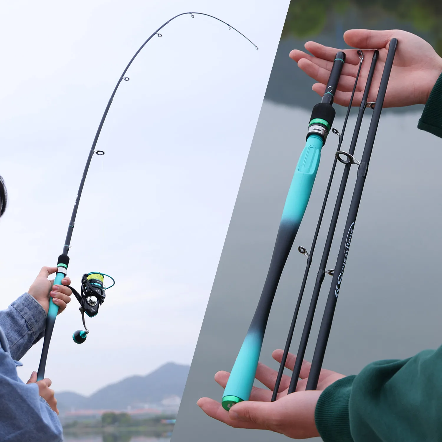 Soukayilang Purple Fishing Rod Combo Telescopic Fishing Rod and Spinning  Reel Fishing Line Full Set Portable for Travel