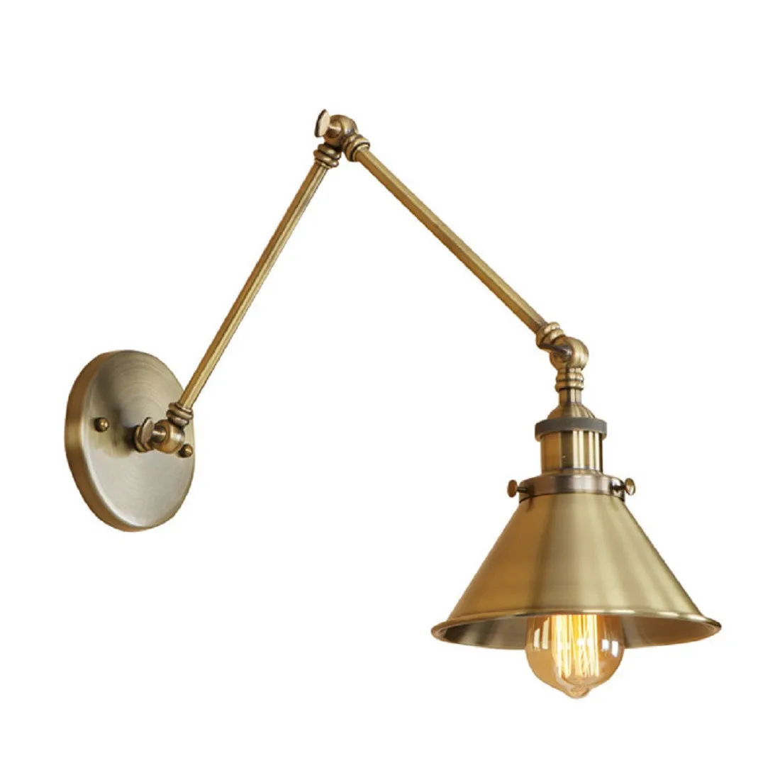 Vintage Bronze E27 Wall Light Antique 2 Swing Arm Adjustable Wall Lamp Bedside Room Bedroom Lamps Arts Arandelas para pared