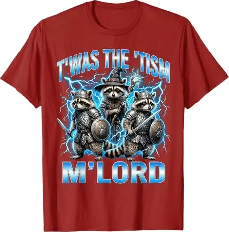 T'was The 'Tism M'lord Raccoon T-Shirt Autism Raccoon Meme Lustige Feral-Ästhetik-Kleidung Y2k Niedliche sarkastische Joke Casual T-Shirts – Detail 3