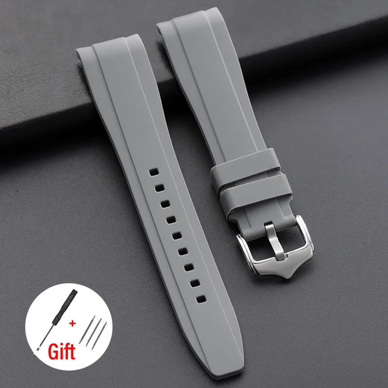 High-Quality Curved End Silicone Sport Watch Band - Waterproof Rubber Strap