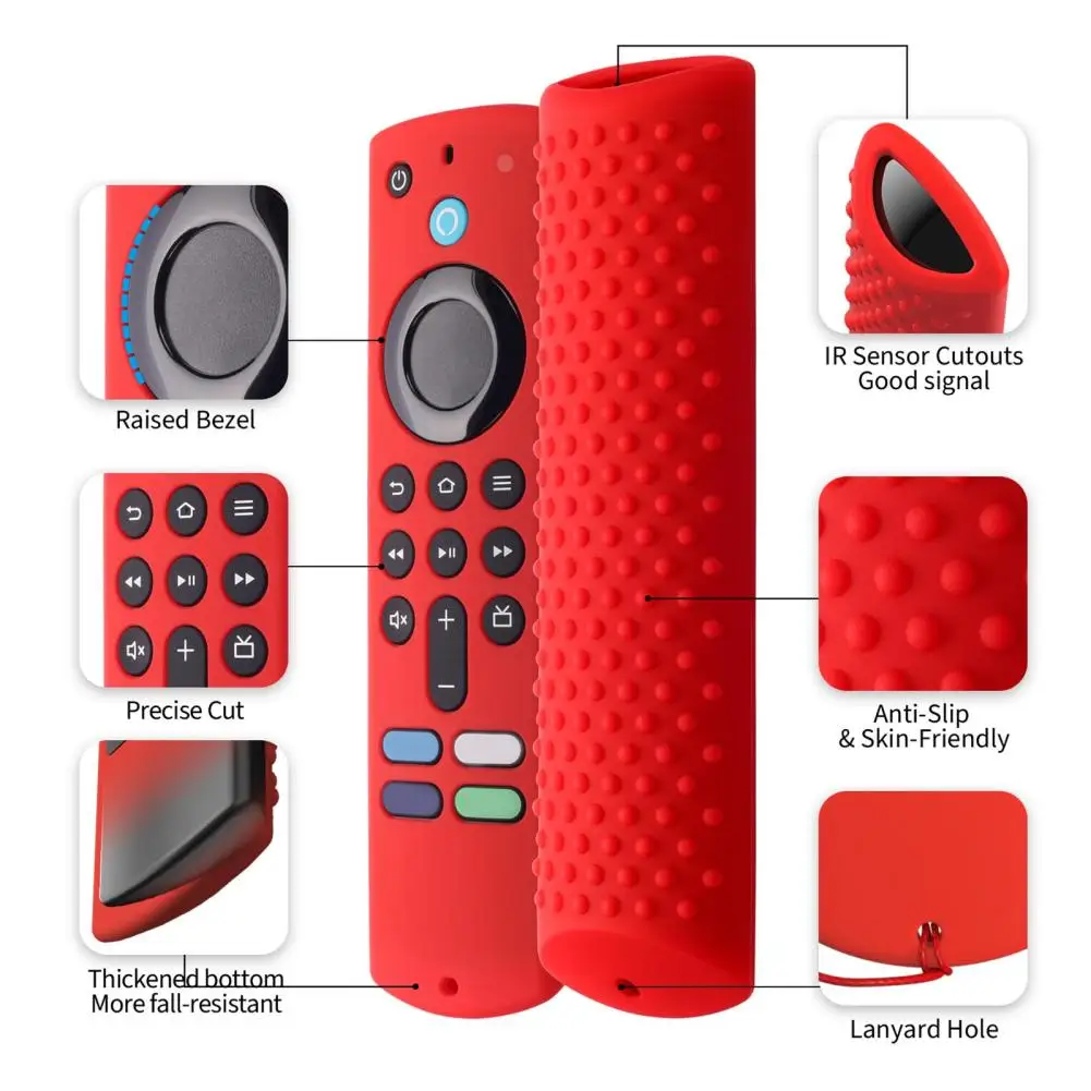 Silicone Remote Case Shockproof Luminous Controller Sleeve Lanyard All-new Fire TV Stick 4K