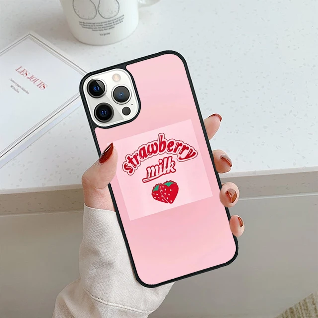 Japanese Strawberry Milk Drink Bottle Phone Case For iPhone 14 15 13 12 Mini XR XS Max Cover For iPhone 14 11 Pro Max 6 8 7 Plus- Se34f40b48a574777bf4cf7aadb282464x