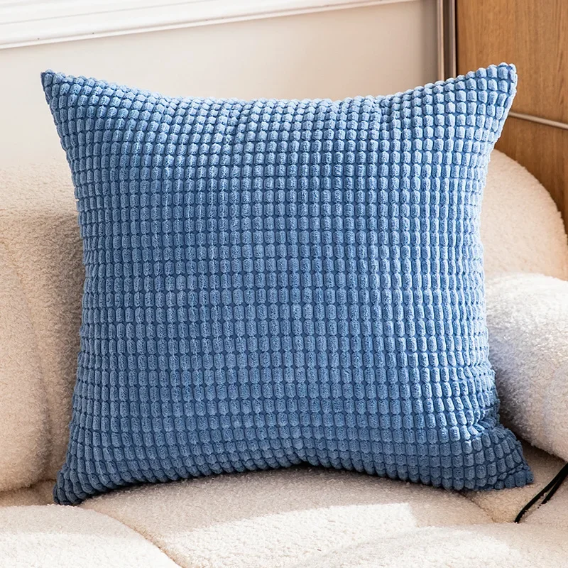 Solo funda de almohada de pana de color liso con forma de grano de maíz, para sofá, sala de estar, oficina