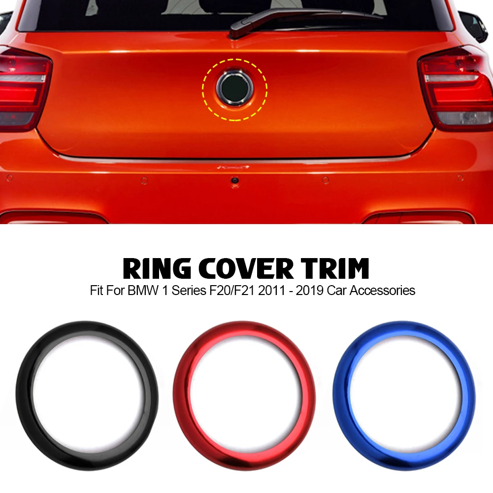 자동차 후면 배지 링 커버 로고 프레임 트림 광택 블랙 레드 블루 스티커 BMW 1 시리즈 F20/F21 2011 - 2019 자동차 액세서리에 적합