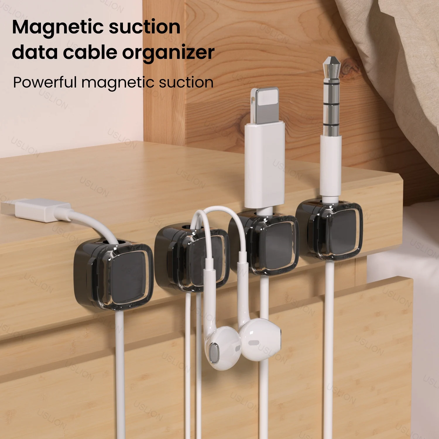 6 PCS Colorful Desktop Magnetic Cable Organizer Acrylic Universal Thick and Thin Cable Organizer Storage Under the Desk