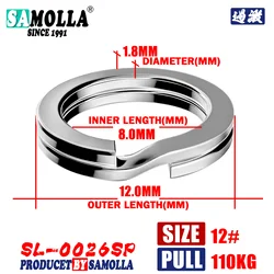 Enhanced Fishing Split Rings - Premium Stainless Steel Double Circle Snap Pesca Accessories, Silver/Black, 3.5 - 12MM (Silver12.0mm 20pcs)
