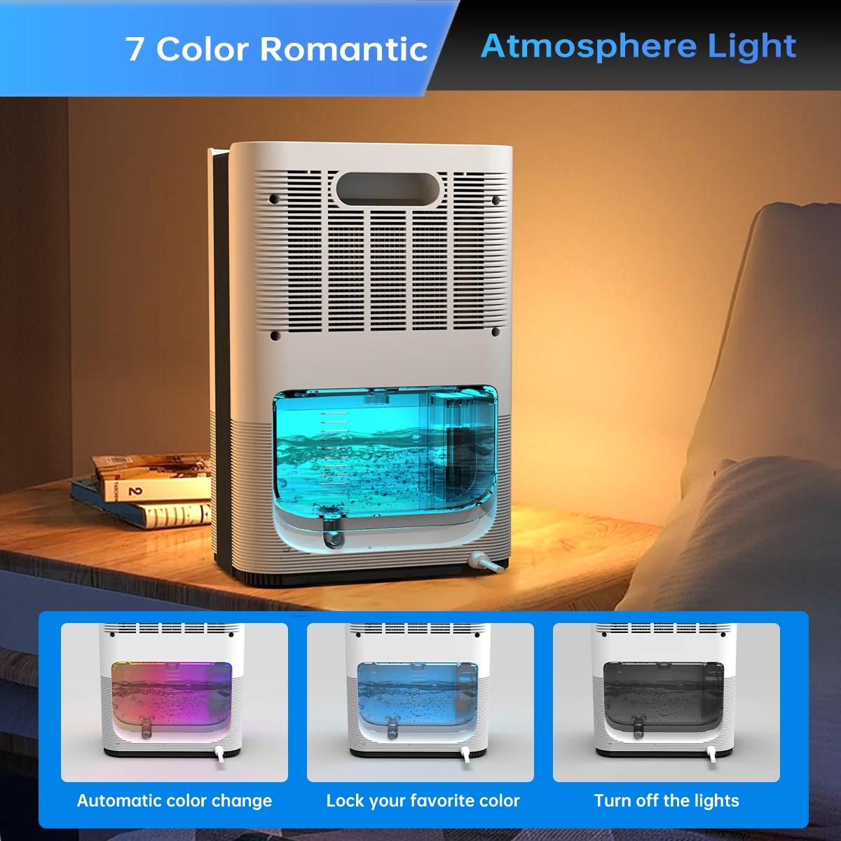 Description Picture 6 of itemDehumidifier, 1.2L large tank, covers up to 80mÂ², suitable for home, bedroom, office, kitchen, EU/US plug