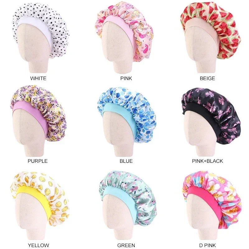 Night Hair Cap Warm Air Bonnet Cap Fashion African Children Adjustable Printing Ankara Satin Bonnet Sleep Cap Turban Hat Night Sleep Beanie Chemo Cap Kids