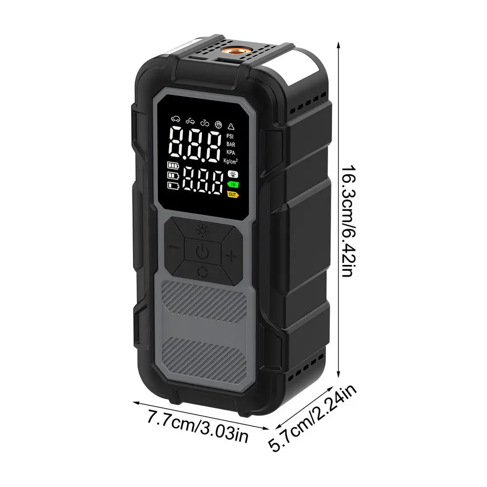 Iniciador de Emergência para Carro com Compressor de Ar, Carregamento Rápido, Pacote de Energia para Bateria de Carro com Compressor de Ar