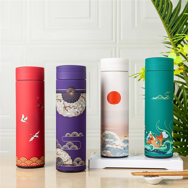 500ML Stainless Steel Thermos Cup Coffee Tea Mug Chinese Classical Style Water Bottle With Filter Thermo cup