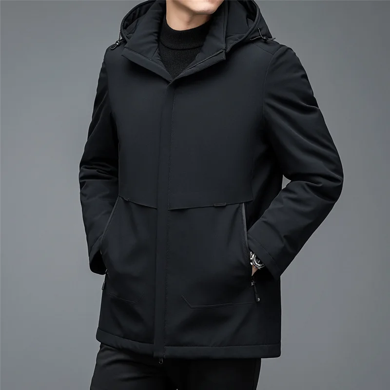 Business and leisure mid length down jacket with detachable inner liner, thick cotton jacket for middle-aged and young people