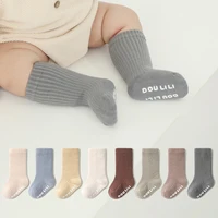 Solid Color Boys Girls Cotton Socks Knee High Ribbed Infants Long Tube Socks Non-Slip Children's Leg Warmers Newborn Baby Socken 1