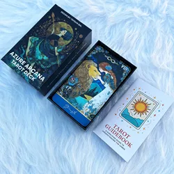Azure Arcana Tarot Deck with English Guidebook - Perfect for Beginners, Card Games, Divination, and Meditation, 78 - Card Set (D720)