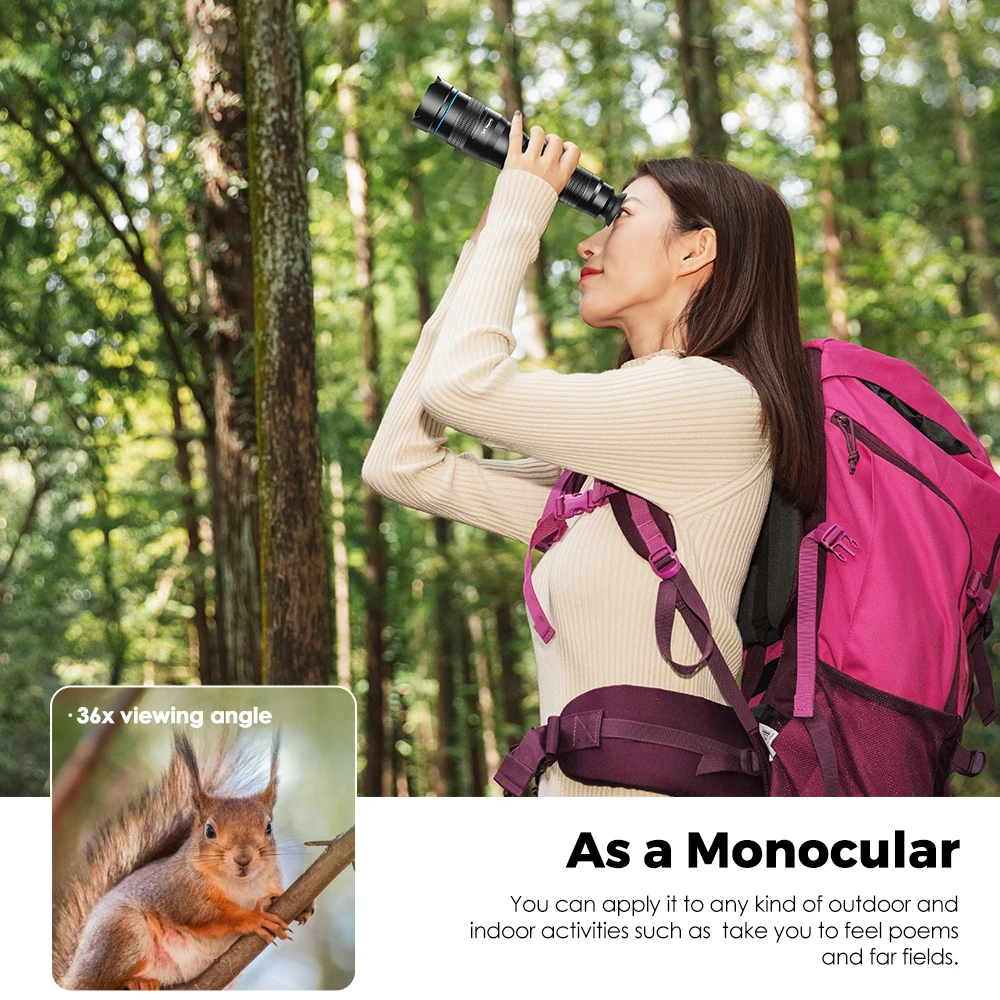 Phone Telephoto Lens 60x Super Telephoto Zoom Phone Lens 36X 28X Powerful Monocular Metal Telescope Mobile telephoto lens for camping Tourism