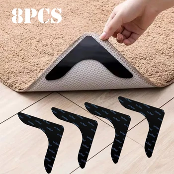 Autocollants à points de fixation auto-adhésifs solides, bande adhésive à boucle à crochet pour drap de lit, tapis de canapé, tapis antidérapant, 4/8 pièces 1