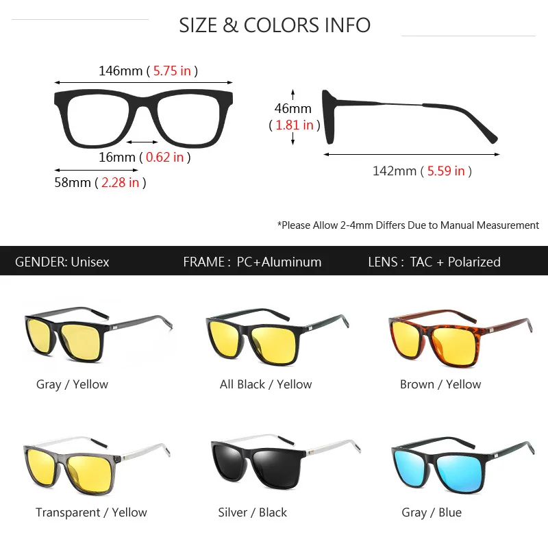 AOWEAR HD Polarized Anti Glare Night Vision Glasses for Driving Nighttime Driver Goggles Yellow Sunglasses for Men / Women Gafas night vision sunglasses,night vision glasses