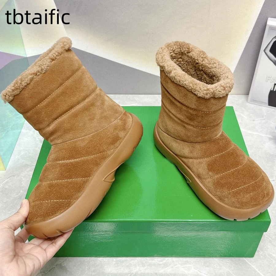 

Designer Winter Platform Wool Snow Ankle Boots For Women Warm Fur Short Boots Casual Shoes For Woman Suede Leather Botas Mujer