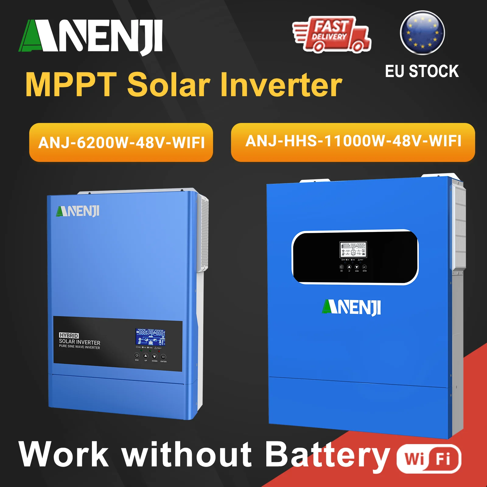 ANENJI 11KW 6.2KW 48V 태양광 인버터 220V 하이브리드 온/오프 그리드 타이 인버터 MPPT Wifi 태양광 인버터 (PV 태양광 패널용)