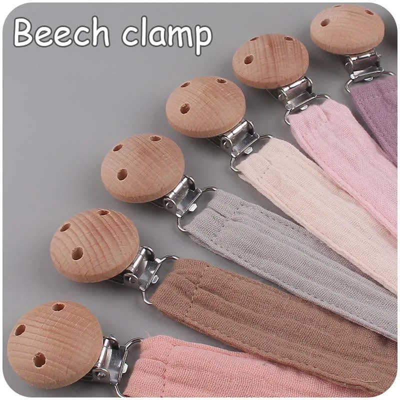 Cute Infant Cotton Wooden Pacifier Clip For Baby Girl Boy Soother Chain Holder Babies Newborn Teething Toy Shower Gift
