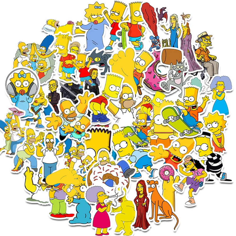 10/30/50pcs Cool The Simpsons Cartoon Stickers Comedy Family Anime Sticker Phone Luggage Laptop Fun Graffiti Decals Kids Toys 2