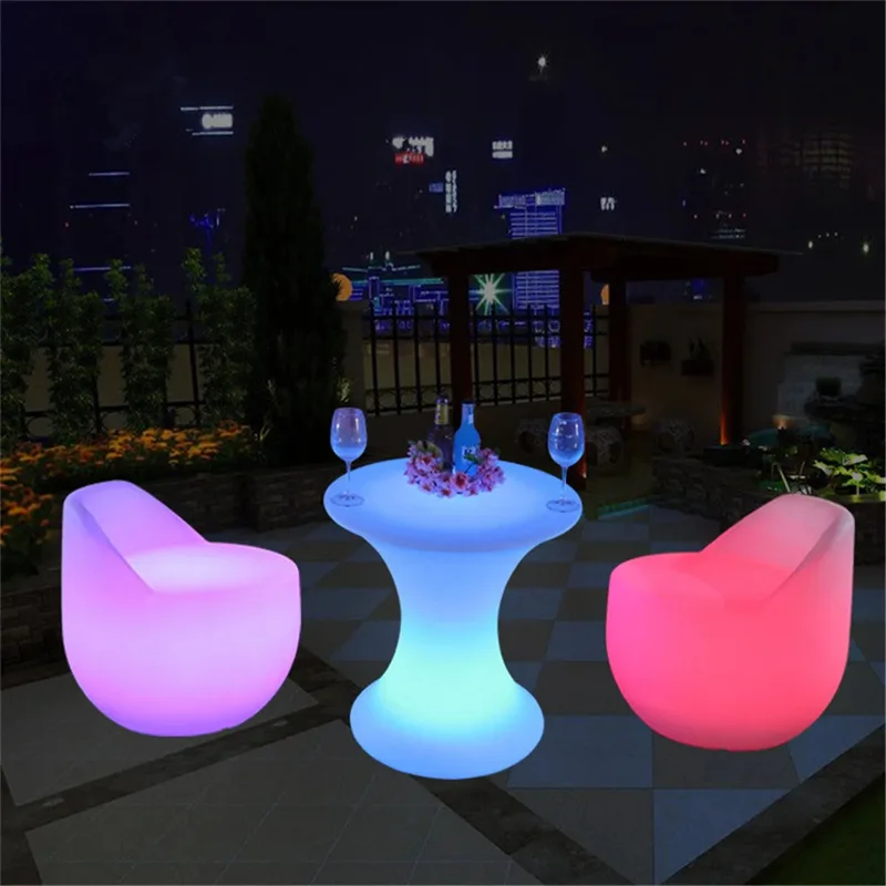 New Furniture Rgb Rechargeable Illuminated Gaming Chair Waterproof Led Bar Chair Seat Outdoor Use For Bar Ktv Disco