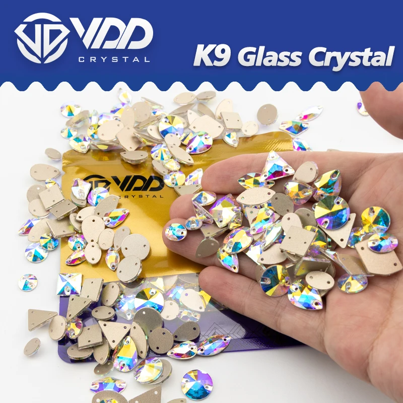 VDD 20/50Pcs AAAAA K9 Glass Mix Size Sew On Rhinestones Sewing Crystal Flatback Stones Garment Fabric Accessories Wedding Dress