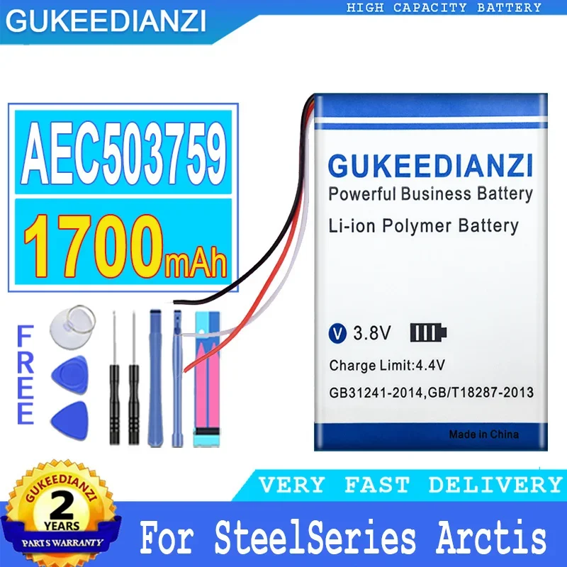 1700mAh GUKEEDIANZI Battery AEC503759 For SteelSeries Arctis 1 3 5 7 Arctis1 Arctis3 Arctis5 Arctis7 Bateria