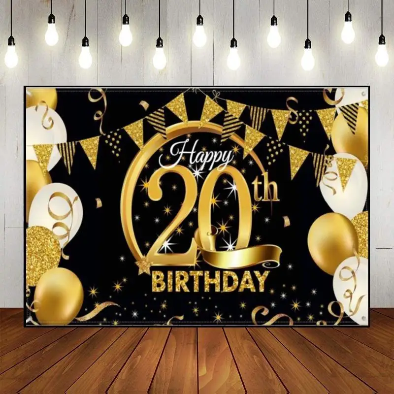 Happy 20Th Birthday Decoration Background Game Photo Machine Boy Schoolring Bambini Banner Gender Reveal Party Prince Girl Or