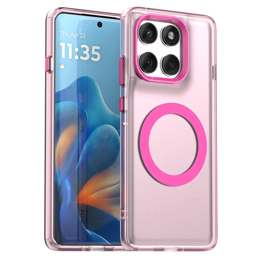 Magnetic Wireless Charging Transparent Case - Candy Colors Back Shell