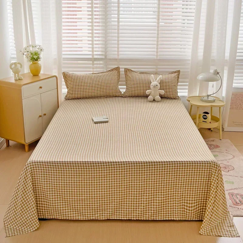 플랫 시트 통기성 시리즈 침대 탑 시트, 주름 방지, 부드러운 브러시 극세사 원단, 베개 커버 미포함, 1 팩