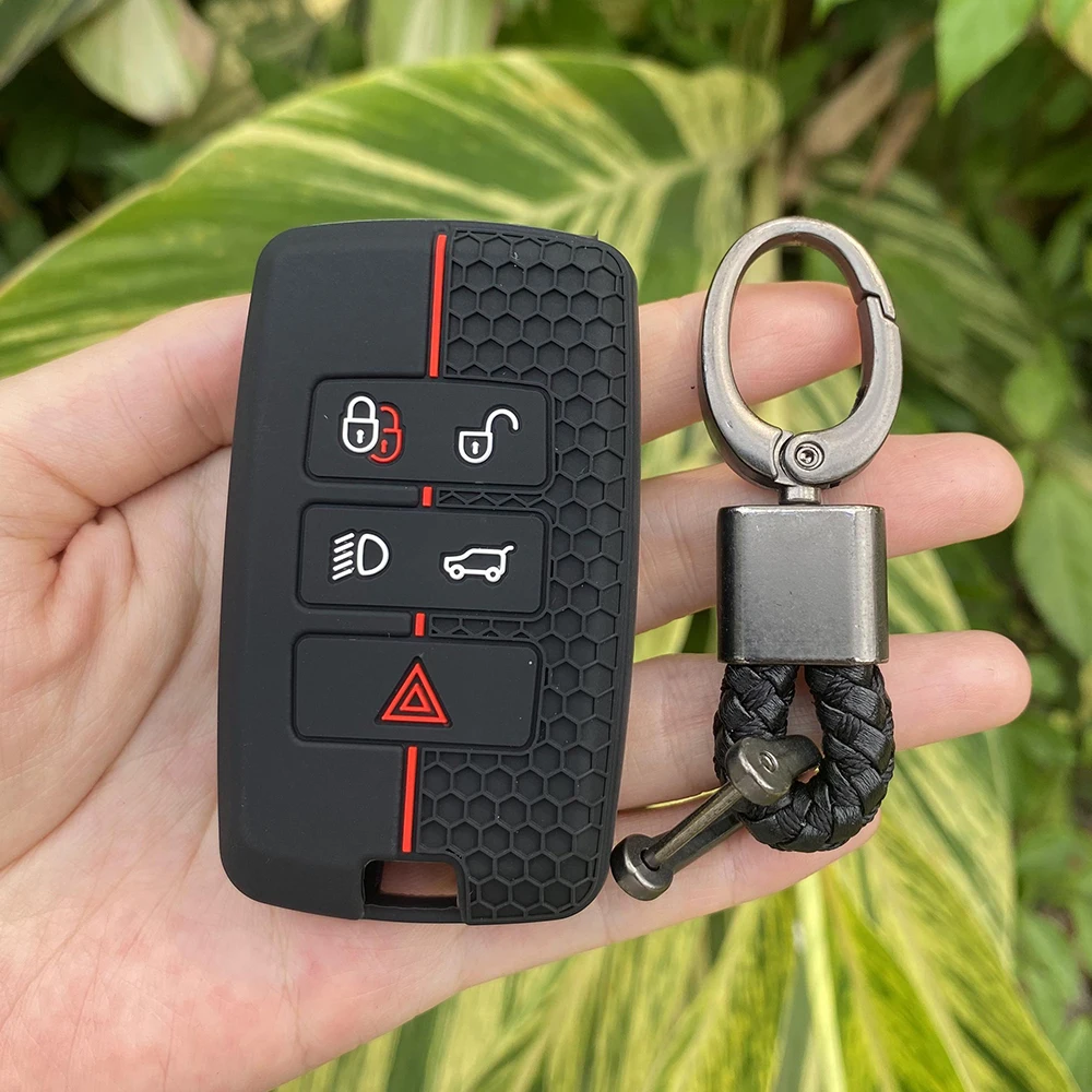 Custodia In Silicone Morbido Per Chiave Land Rover E Range Rover - Nero Carbonio Con Portachiavi - Foto 2