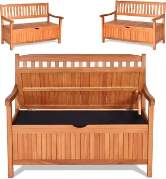Folding Patio Bench, Outdoor Loveseat with Armrests 1