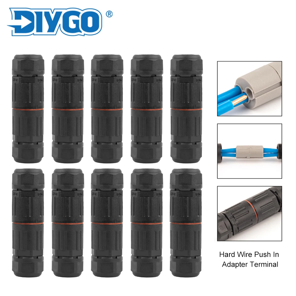 Impermeável Fio Elétrico Cabo Conector Pinos Fio Rígido ao ar Livre Rápido Push-in Condutor Conector do Bloco Terminal 10 Pcs Ip68