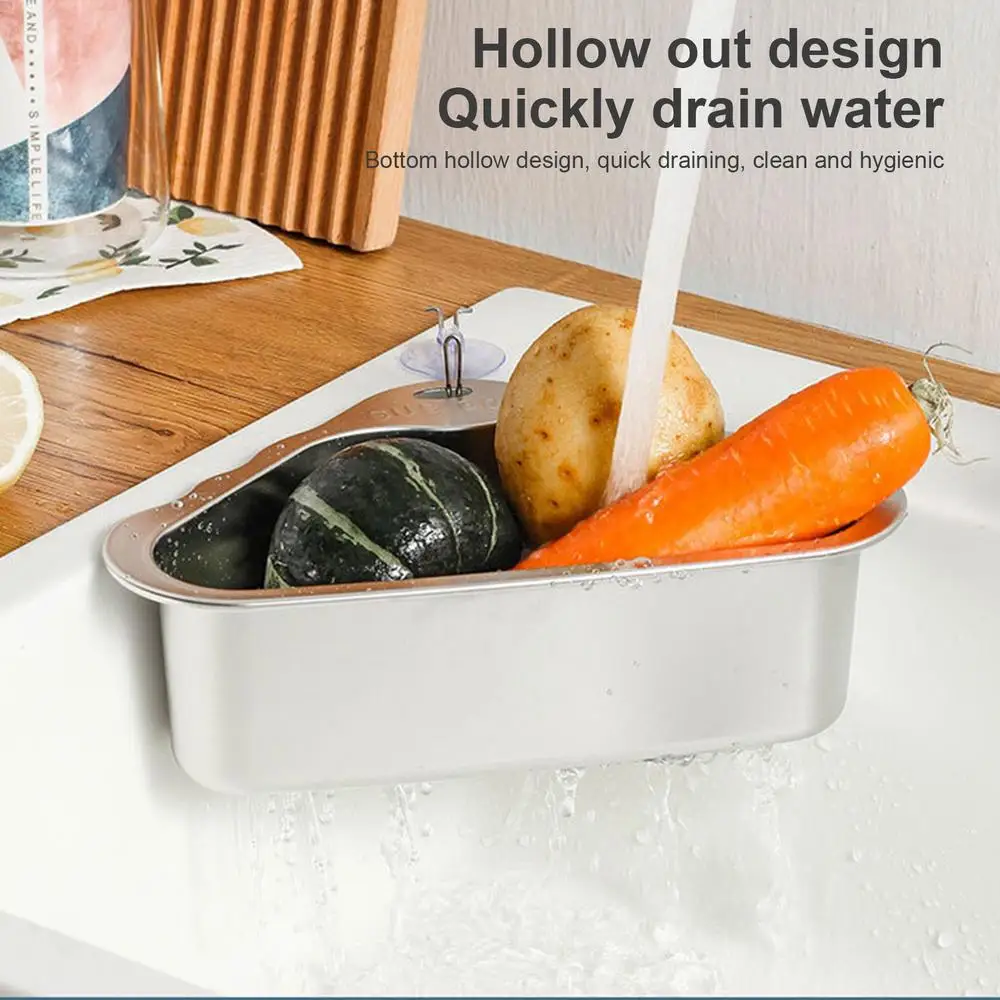 Description Picture 3 of itemSink Rack Corner Drain Drain Basket For Sink Triangle Design Sink Basket For Sink Food Strainer Stainless Steel For Fresh