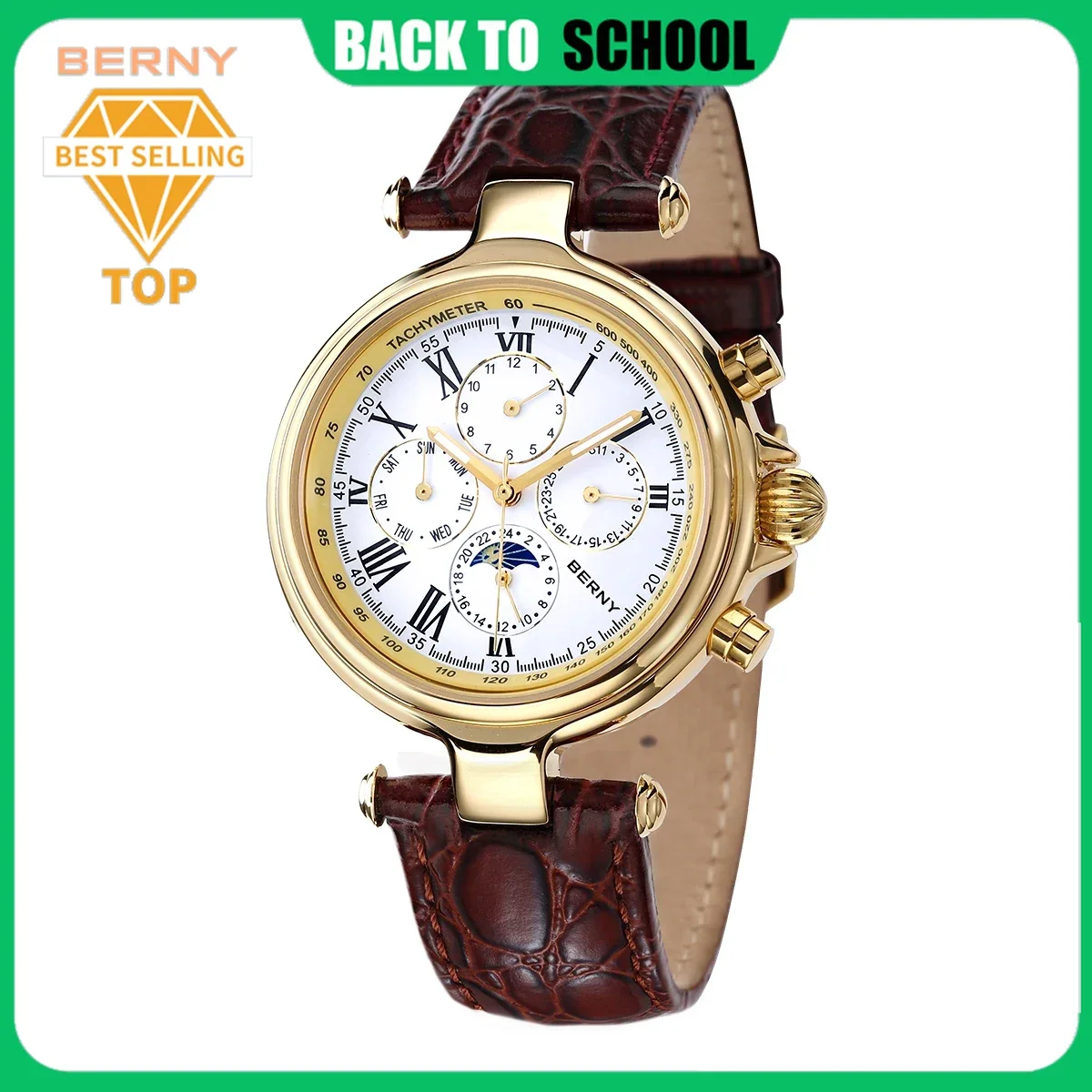 BERNY Classic Dress orologio automatico per uomo orologio da polso meccanico di lusso in acciaio inossidabile cinturino in pelle orologi impermeabili in nastro  1511