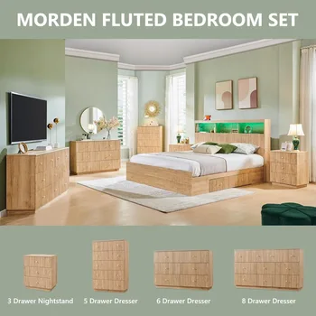 Fluted Dresser for Bedroom, 48 6