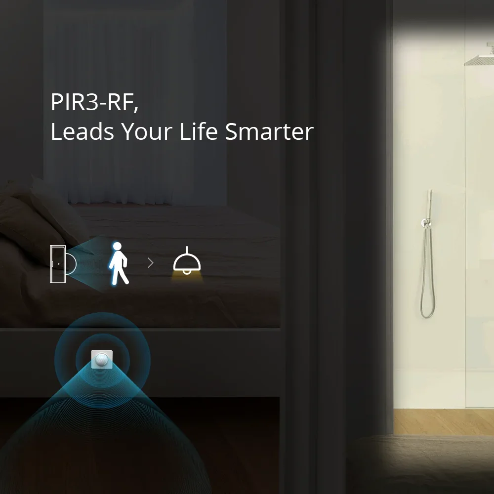 SONOFF PIR3-RF 433MHZ Smart Motion Sensor works RF BridgeR2 Alarm Notification Movement detection Smart Scene eWeLink
