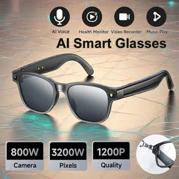 Occhiali Smart AI con Fotocamera da 8 Milioni di Pixel, Occhiali da Sole Bluetooth, Riprese Video, Chiamate Audio, Lettore Musicale, Occhiali Smart Multifunzione